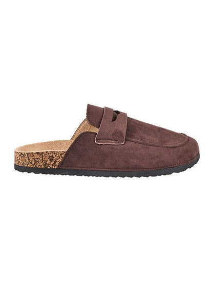 Suede with reinforced sole in house slippers for gentlemen (brown)