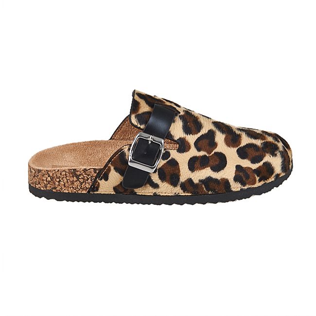 Leopard tan classic clogs for women