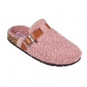 All faux fleece with buckle warm slippers for women (Pink)