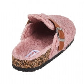 All faux fleece with buckle warm slippers for women (Pink)