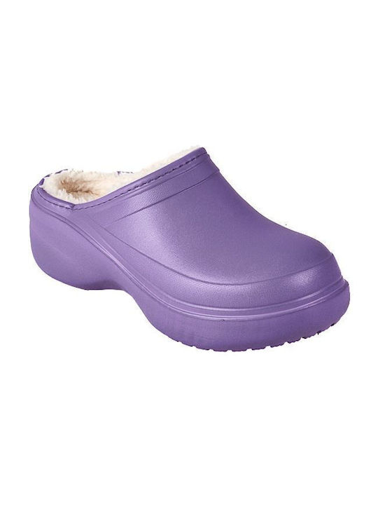 Warm Waterproof Fleece Lined Clogs for women (Purple)