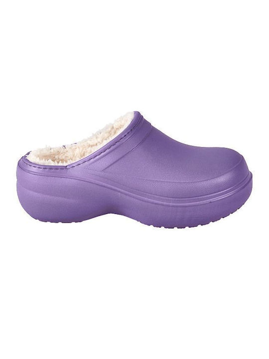 Warm Waterproof Fleece Lined Clogs for women (Purple)