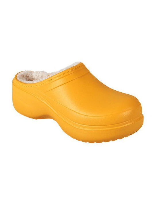 Warm Waterproof Fleece Lined Clogs for women (Yellow)