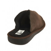 Brown warm lining, reinforced sole, leather inhouse slipper for gentlemen made in Italy